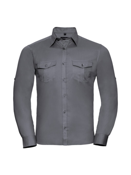 Men’s Roll Long Sleeve Fitted Twill Shirt från Russell – Herrer