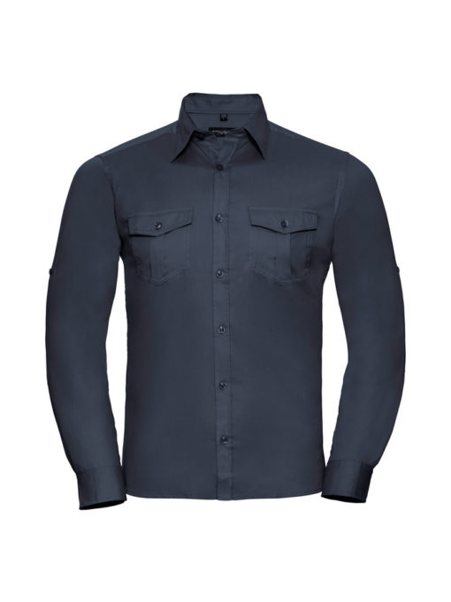 Men’s Roll Long Sleeve Fitted Twill Shirt från Russell – Herrer