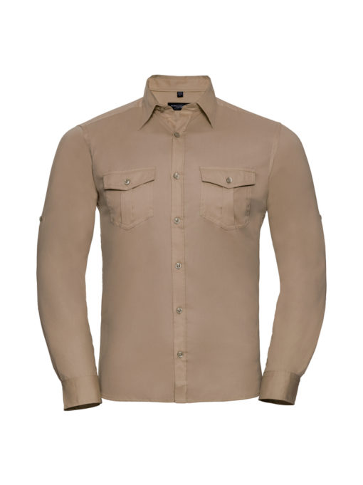 Men’s Roll Long Sleeve Fitted Twill Shirt från Russell – Herrer