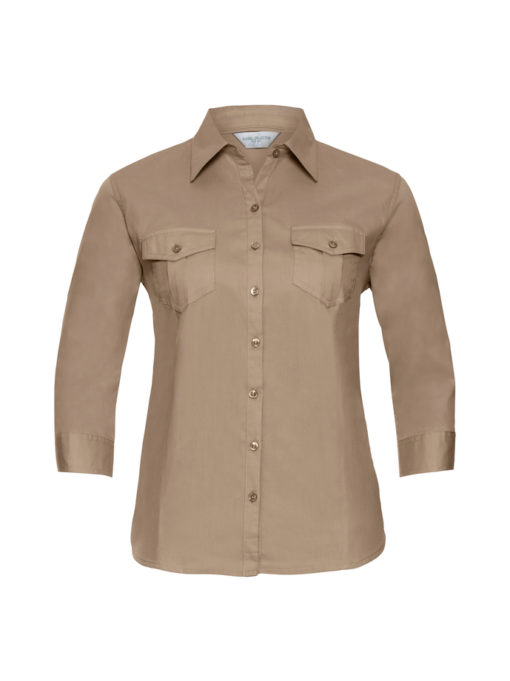 Ladies’ Roll 3/4 Sleeve Fitted Twill Shirt från Russell – Damer