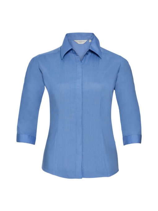Ladies’ 3/4 Sleeve Fitted Polycotton Poplin Shirt från Russell – Damer