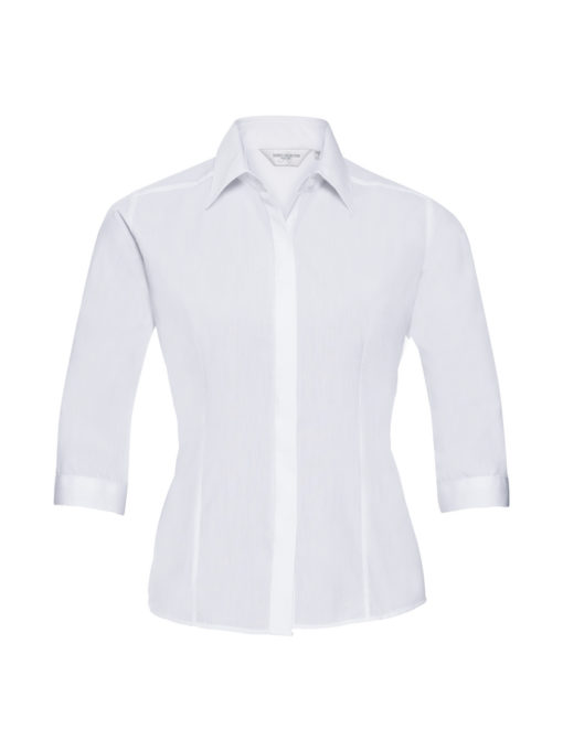 Ladies’ 3/4 Sleeve Fitted Polycotton Poplin Shirt från Russell – Damer